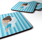 Caroline`s Treasures Carolines Comori BB6910FC Fairy Blue Stripes Foam Coaster Set de 4 Albastru 3 1/2 x 3 1/2, 