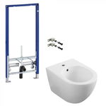Set bideu suspendat semirotund Oslo Foglia plus cadru metalic universal cu set fixare Geberit Duofix, Geberit