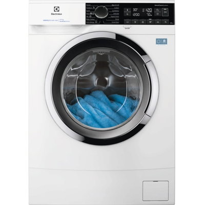 Masina de spalat rufe slim ELECTROLUX EWS6227CE PerfectCare600, 7 kg, 1200 rpm, Clasa A, motor Inverter, display LED, Sensicare, Rapid 14 min, Antialergic, Baby, Outdoor, TimeManager, SoftPlus, Adancime totala 48.2 cm, Alb cu hublou cromat.