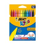 Creioane cerate BIC plastifiate Plastidecor, 12 buc/set, BIC