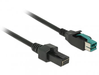 Cablu PoweredUSB 12 V la 2 x 4 pini T-T 1m pentru POS/terminale, Delock 85482