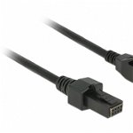 Cablu PoweredUSB 12 V la 2 x 4 pini T-T 1m pentru POS/terminale, Delock 85482