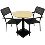 Set 2 scaune CAMPMAN cu brate, maro, masa rotunda D60cm AGMA HORECA MAPLE cu blat werzalit si baza metalica culoare negru, Agma Horeca
