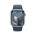 Apple Apple Watch 9, GPS, Carcasa Silver Aluminium 45mm, Storm Blue Sport Band - S/M, Apple