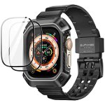 Accesoriu smartwatch Set husa, curea si 2 folii  Unicorn Beetle Pro compatibil cu Apple Watch Ultra 49mm Black, Supcase