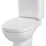 Set Vas WC compact Facile, Cersanit, cu capac WC duroplast, rezervor WC 3/6 L admisie laterala, evacuare orizontala
