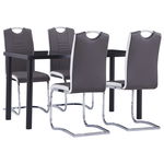 vidaXL Set mobilier de bucătărie, 5 piese, gri, piele ecologică, vidaXL