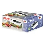 Caserola pentru vidat Zass ZVCA 02, capacitate 0.75 ml , corp plastic AS, capac ABS, Dimensiune 12.5 cm x 18.5 cm x 7.5 cm (Alb/Transparent) , Zass