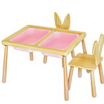 Masa Copii Table cu 2 scaune, Roz, 53 x 52 x 74 cm, Tera Home