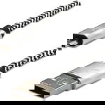 Cablu USB Logo USB-A - microUSB 1 m Alb si negru, Logo