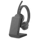 Casti Wireless Call Center Lenovo Go cu stand incarcare, Stereo, ANC, Bluetooth (Gri), Lenovo
