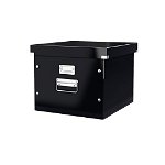Cutie depozitare cu capac carton laminat cu capac negru Leitz WOW Click&Store, Leitz