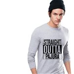 Bluza barbati gri cu text negru - Straight Outta Pajura, M