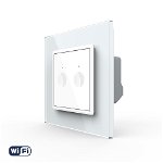 Intrerupator Dublu Wi-Fi cu Touch LIVOLO cu Rama din Sticla – Serie Noua, Alb