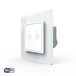 Intrerupator Dublu Wi-Fi cu Touch LIVOLO cu Rama din Sticla – Serie Noua, Alb