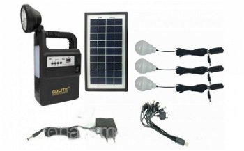 Kit fotovoltaic 3 becuri, cu panou solar, radio, mp3, USB incarcare telefon - GD-8133, MAKI BUSINESS STORE