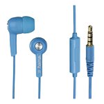 Casti Hama, 10 mm, paduri silicon, cablu 1.2 m, microfon incorporat, Albastru