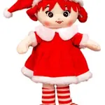 Papusa din plus  36 cm, cu melodie, Rosu cu Alb