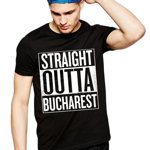 Tricou negru barbati - Straight Outta Bucuresti, 2XL