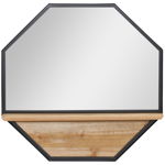 HOMCOM Oglinda de perete octogonala 61x61cm cu raft de depozitare din lemn | AOSOM RO, HOMCOM
