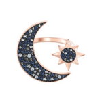 Inel Symbolic Moon, multicolor, placat cu aur roz - 58, Swarovski