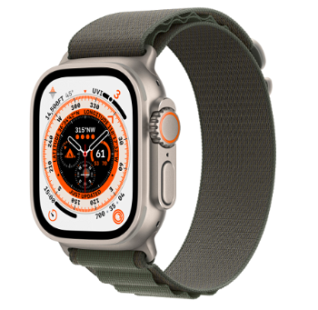 Watch Ultra, 49mm Titanium cu Green Alpine Loop Medium, GPS + Cellular, Apple