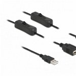 Cablu de alimentare USB-A la 2 x USB-A T-M cu switch On/Off 1m, Delock 86803