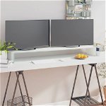 vidaXL Stand TV/Suport monitor, sticlă, alb, 120x30x13 cm