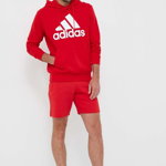 adidas hanorac de bumbac bărbați, culoarea roșu, cu glugă, cu imprimeu IC9365, adidas
