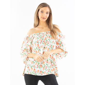 Bluza Dama Francine Twelve Alb cu Portocaliu, Dong Ye