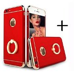Pachet husa Elegance Luxury 3in1 Ring Red pentru Apple iPhone 6 / Apple iPhone 6S cu folie de sticla gratis, MyStyle