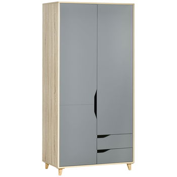 Sifonier, Homcom, MDF/PAL, 2 Usi/2 Sertare, 88.9x50.1x184.5cm, Gri/Maro