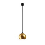 Pendul de design cu 1 lumina, Sotto Luce Myoo, sticla auriu/opal, cablu textil negru de 1,5 m, 1 x E14 diam. 15 cm
