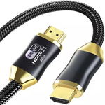 Cablu HDMI 2.1, rezistenta coroziune, 8K/60Hz, 4K/120Hz, 254g, negru/auriu, Izoxis