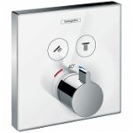 Baterie dus incastrata Hansgrohe ShowerSelect Glass alb - crom termostatata