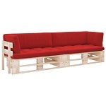 Set canapea din paleti cu 2 locuri vidaXL, cu perne, lemn pin tratat, 15.05 kg, 110 x 65 x 55 cm