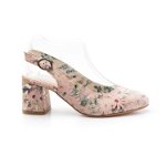 Pantofi casual cu toc damă, decupati din piele naturală, Leofex - 254 bej+ flori box, Leofex