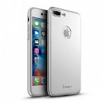 Husa Apple iPhone 7 Plus, FullBody Elegance Luxury iPaky Silver, acoperire completa 360 grade cu folie de sticla gratis, iPaky