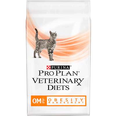 Purina Pro Plan Dieta Veterinara OM Management Obezitate 5kg, hrana uscata pentru pisici, reducere greutate, 340 kcal/100g