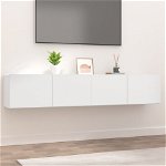 Comode TV, 2 buc., alb, 80x30x30 cm, lemn compozit, Casa Practica