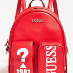 Rucsac Guess pentru femei din piele ecologica cu logo Utility Vibe, Rosie