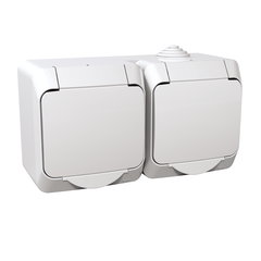 Priza de exterior SCHNEIDER WDE000523, 2 prize, IP44, alb