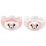 Set 2 Suzete Ortodontice Disney Baby Minnie Mouse din Silicon cu Capac de Protectie 6Luni+ Roz, Stor