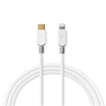 Cablu Apple Lightning 8-Pin tata la USB-C tata 3m alb Nedis