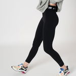 Nike, Colanti cu talie inalta si banda logo in talie Sportswear Club, Negru/Alb