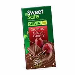 Ciocolata lapte cu quinoa si visine indulcitor Stevia Sweet and Safe, 90g