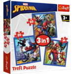 Set puzzle 3 in 1 Trefl Marvel Spider Man, Forta paianjenului, 1x20 piese, 1x36 piese, 1x50 piese, Trefl