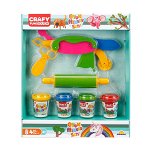Set plastelina Crafy Fun Dough Multi Tool Set, 4 culori, Multicolor