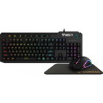 Kit gaming tastatura + mouse + mousepad Ares P2 RGB Black, Gamdias