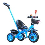 Tricicleta cu pedale pentru copii 2-5 ani, cu maner parental detasabil, Albastru, 